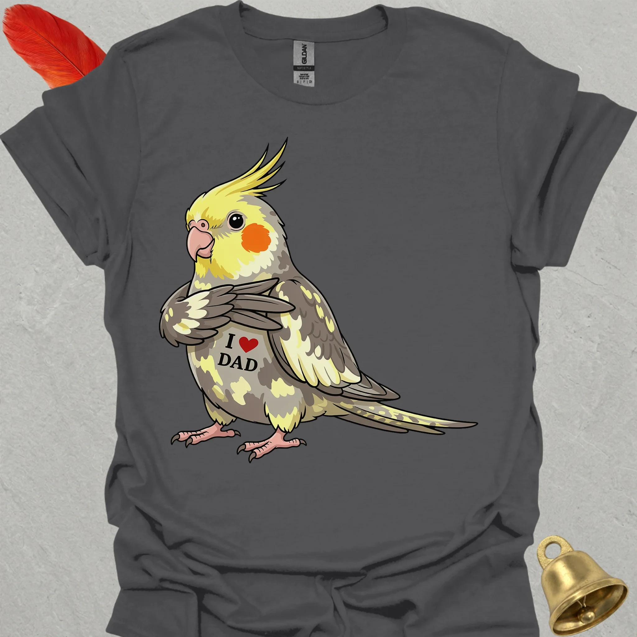 Pied Cockatiel I Love Dad T-Shirt