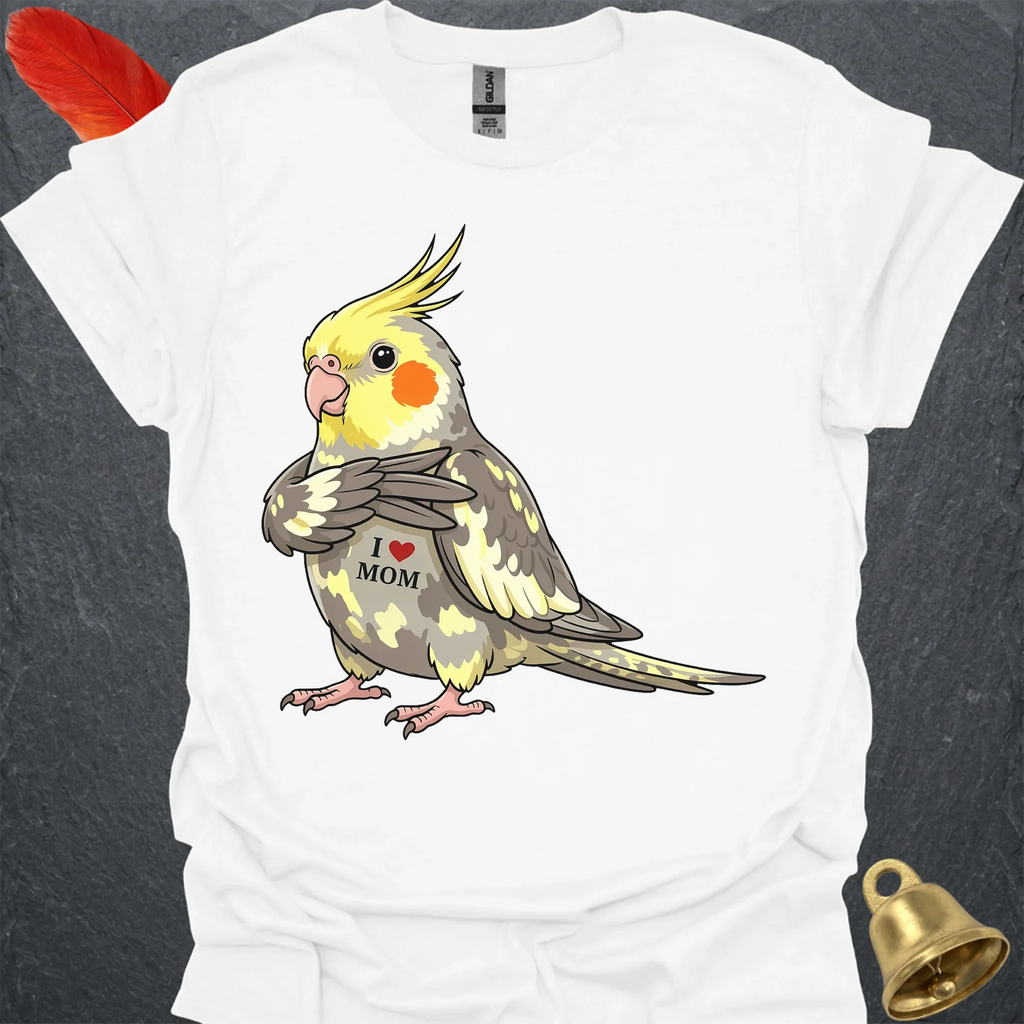Pied Cockatiel I Love Mom T-Shirt