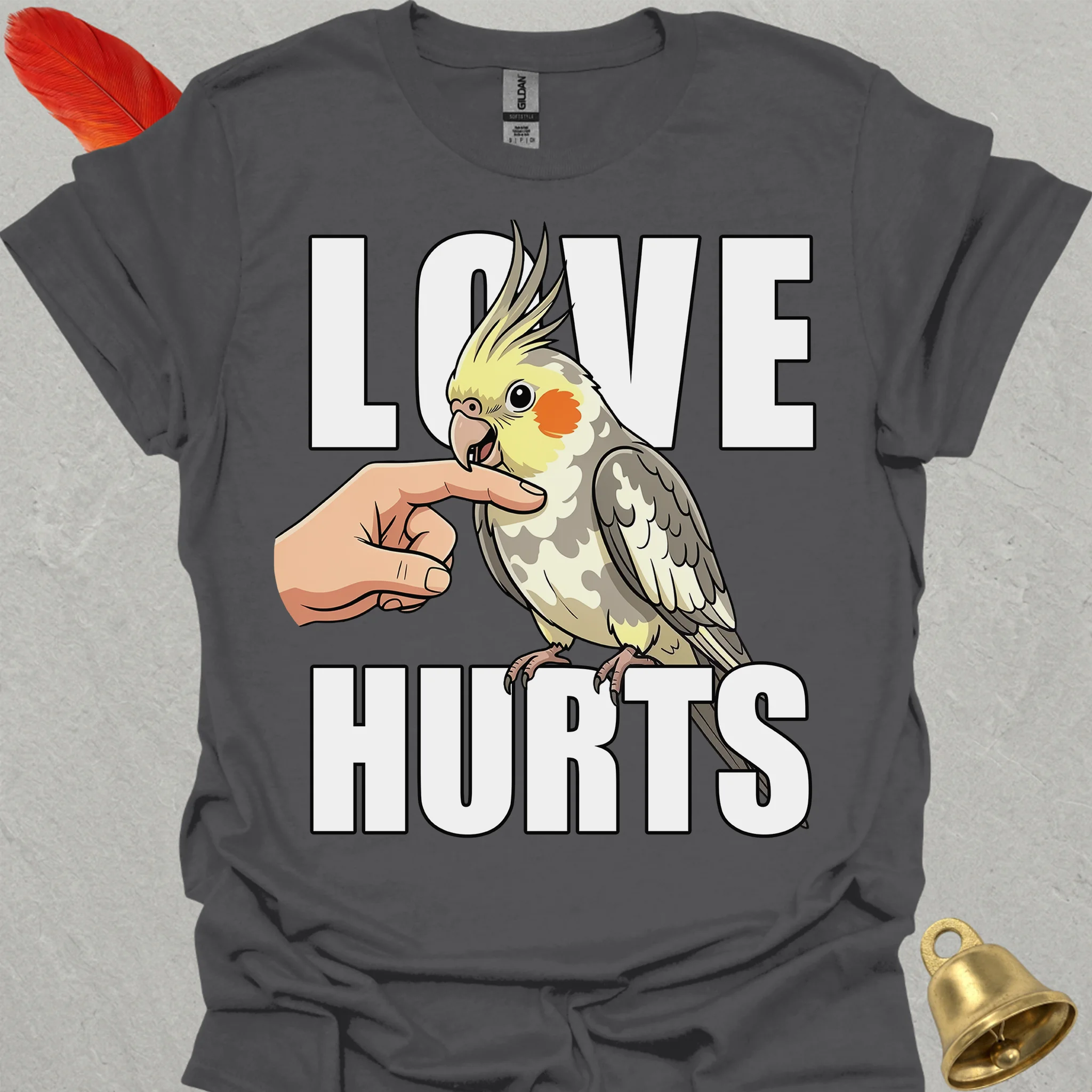 Pied Cockatiel Love Hurts T-Shirt