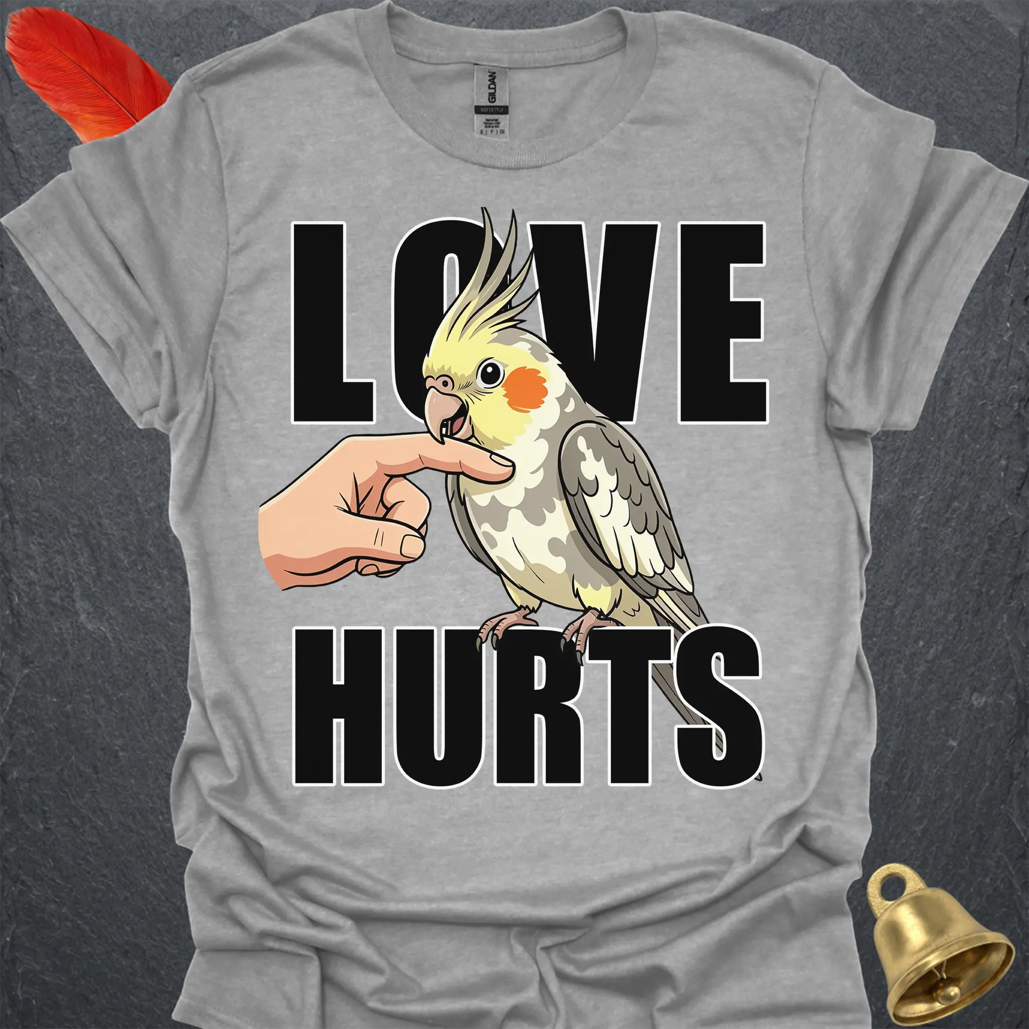 Pied Cockatiel Love Hurts T-Shirt