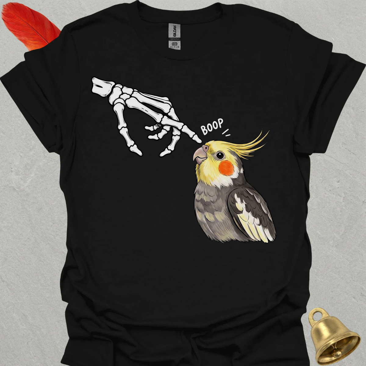 Pied Cockatiel Skeleton Boop T-Shirt