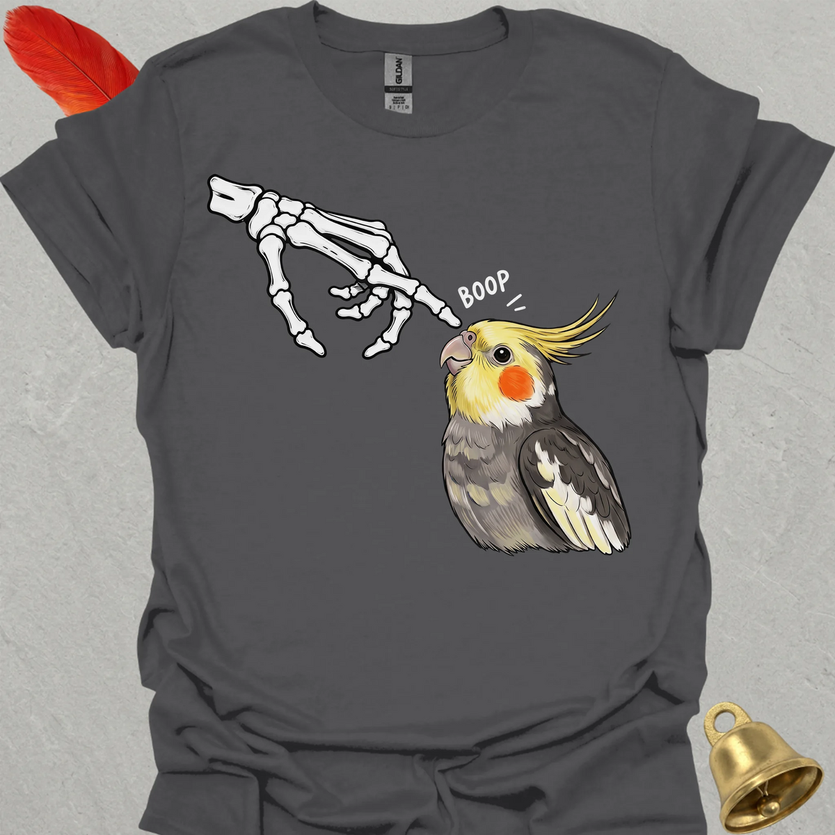 Pied Cockatiel Skeleton Boop T-Shirt