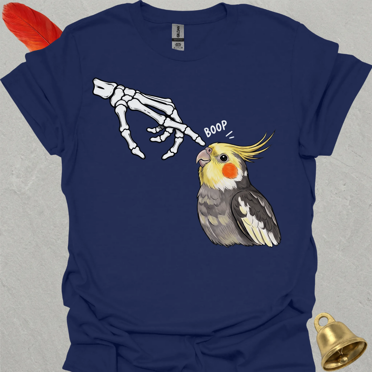Pied Cockatiel Skeleton Boop T-Shirt