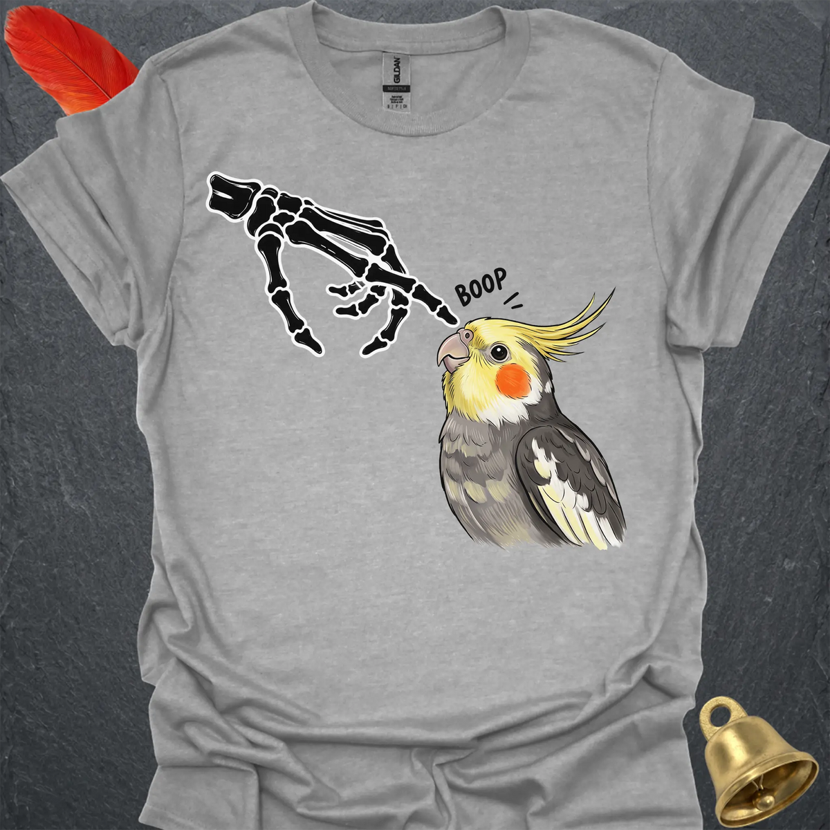 Pied Cockatiel Skeleton Boop T-Shirt