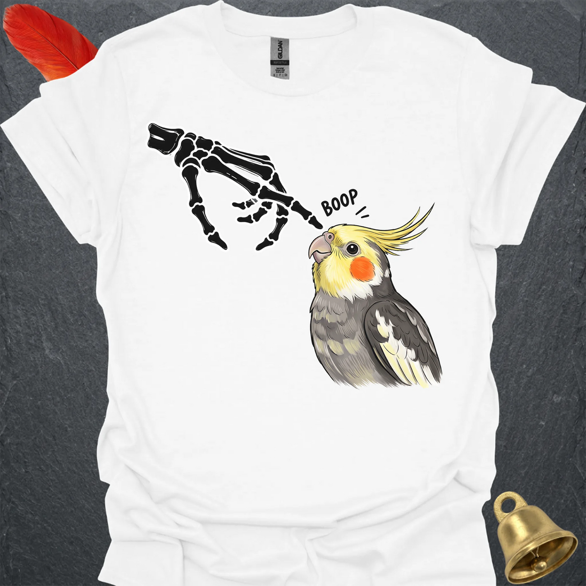 Pied Cockatiel Skeleton Boop T-Shirt