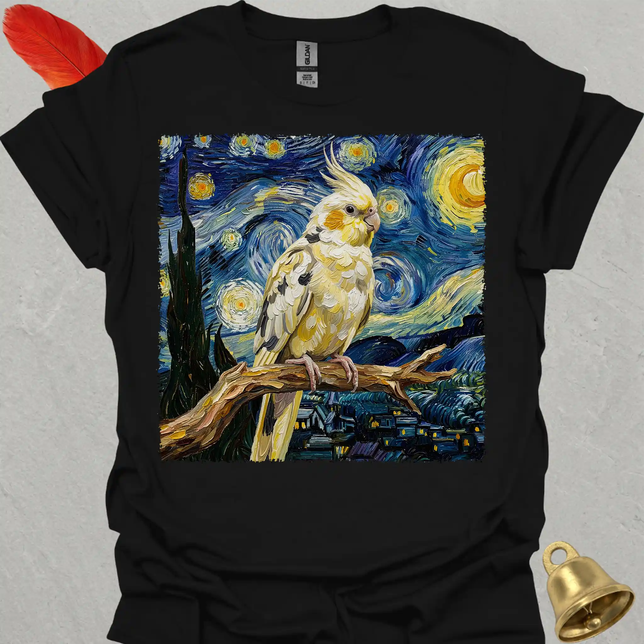 Pied Cockatiel Starry Night T-Shirt