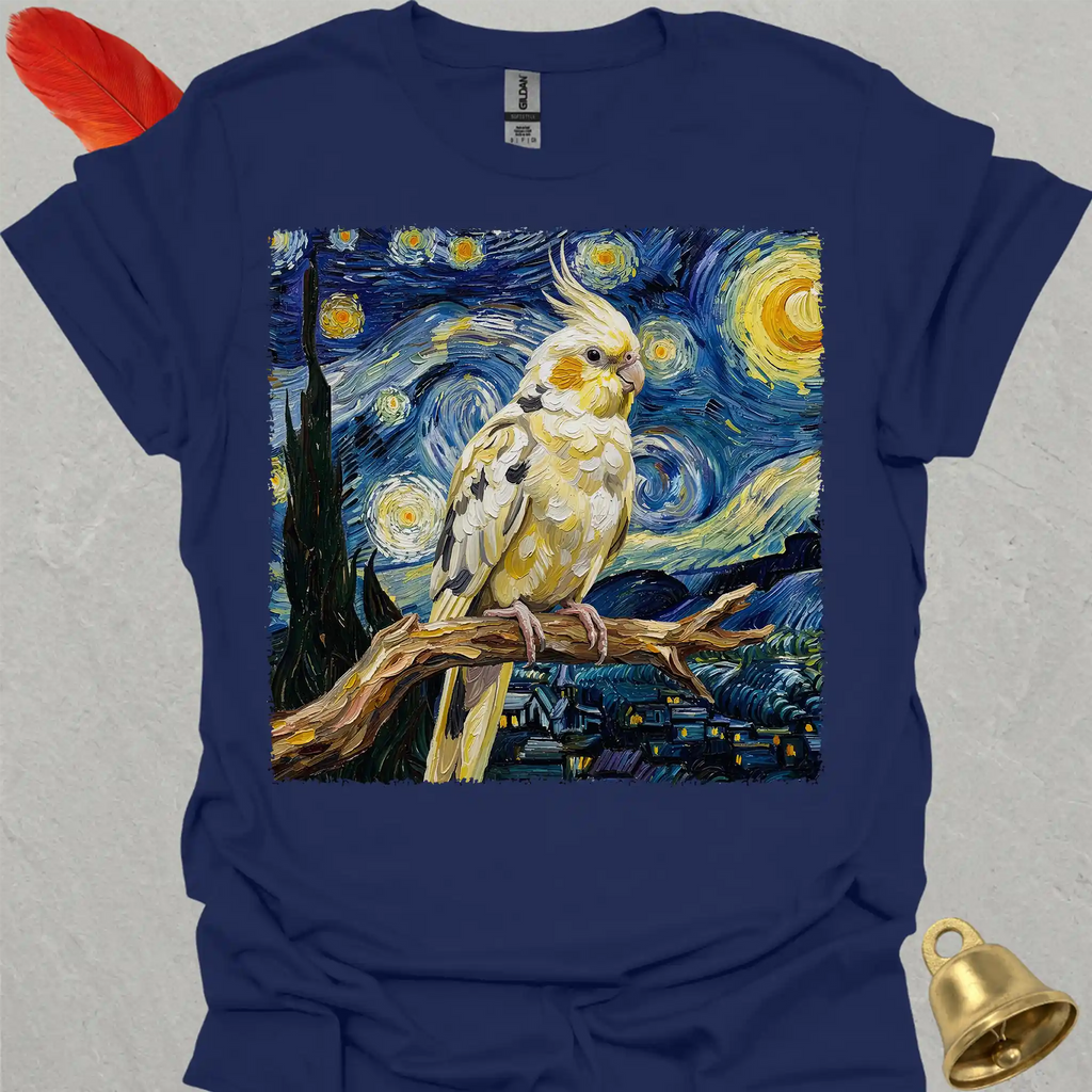 Pied Cockatiel Starry Night T-Shirt