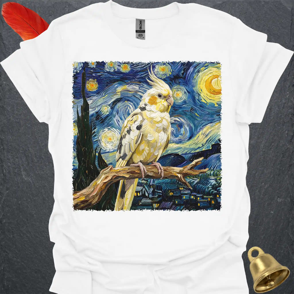 Pied Cockatiel Starry Night T-Shirt