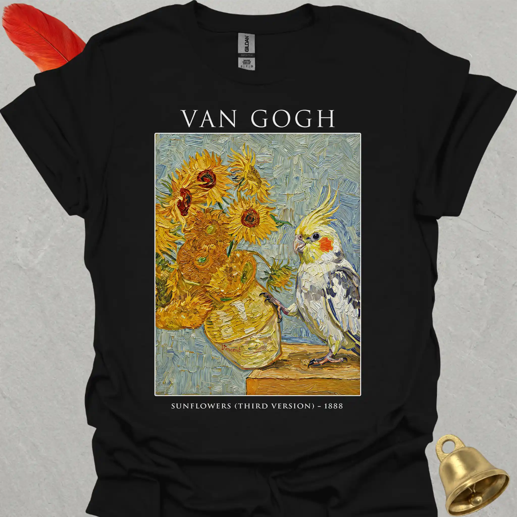 Pied Cockatiel Van Gogh T-Shirt