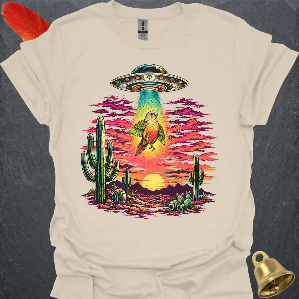 Pineapple Green Cheek Conure Abduction T-Shirt
