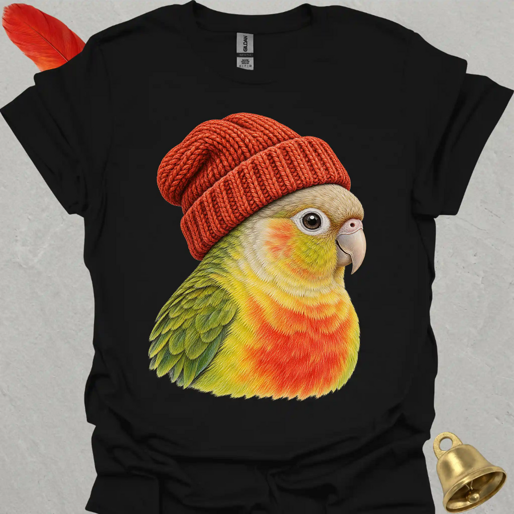 Pineapple Green Cheek Conure Beanie T-Shirt