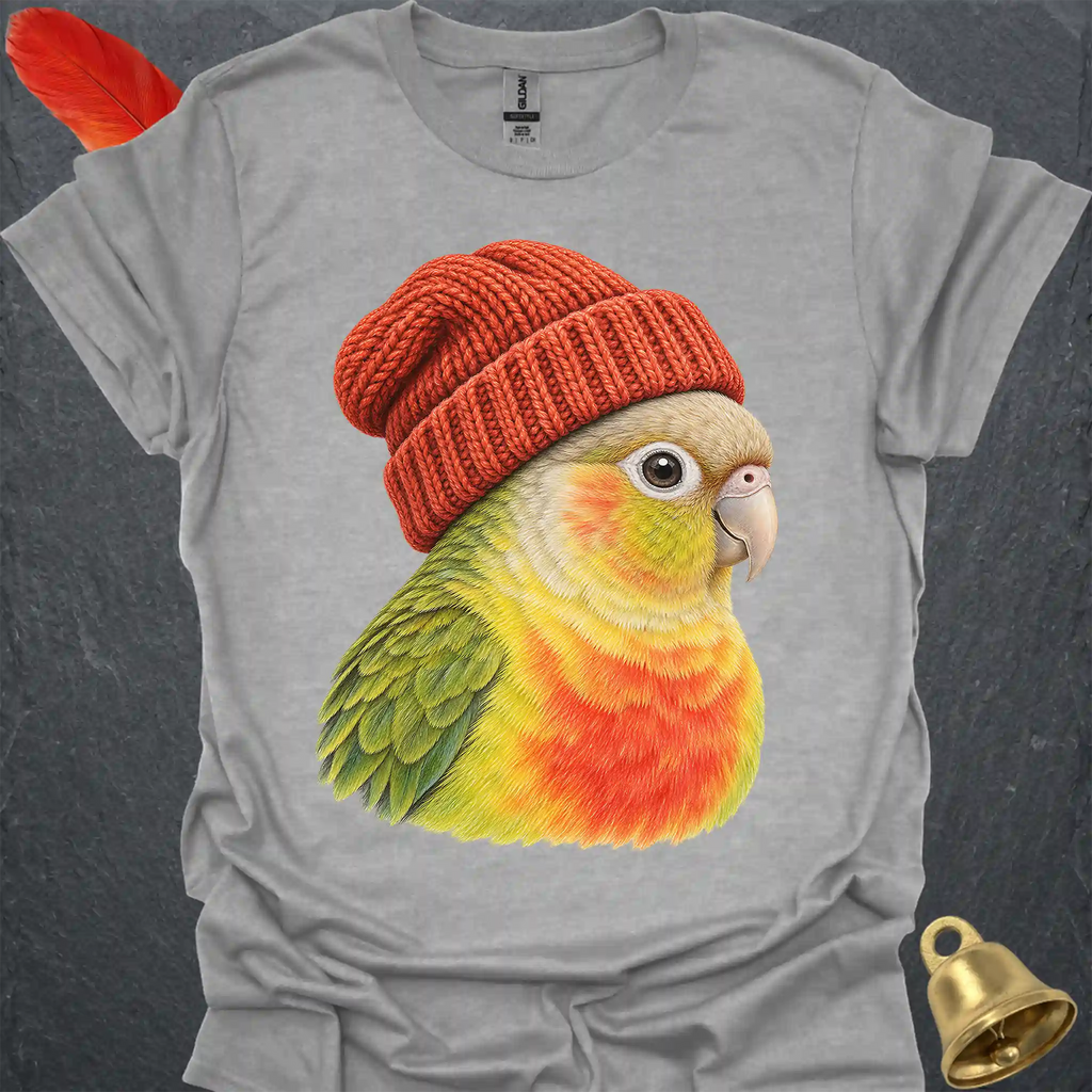 Pineapple Green Cheek Conure Beanie T-Shirt