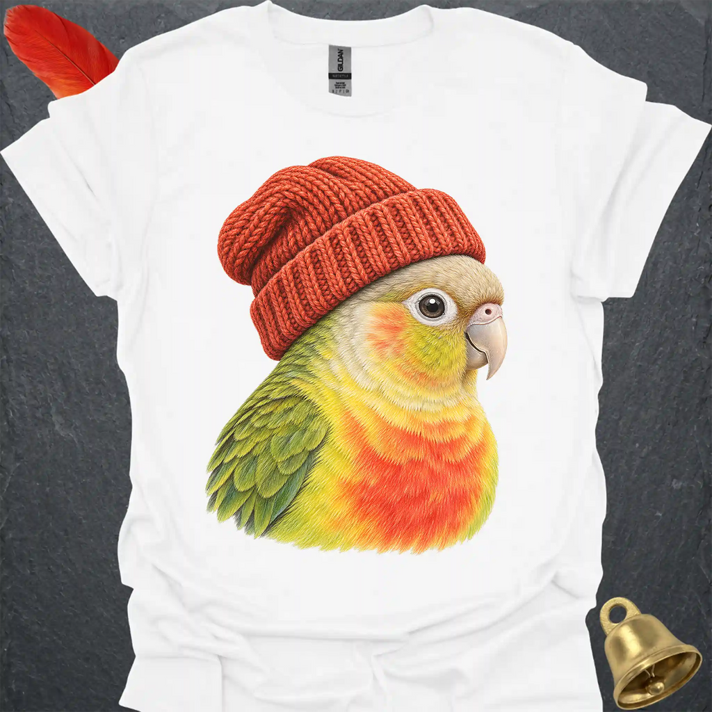 Pineapple Green Cheek Conure Beanie T-Shirt