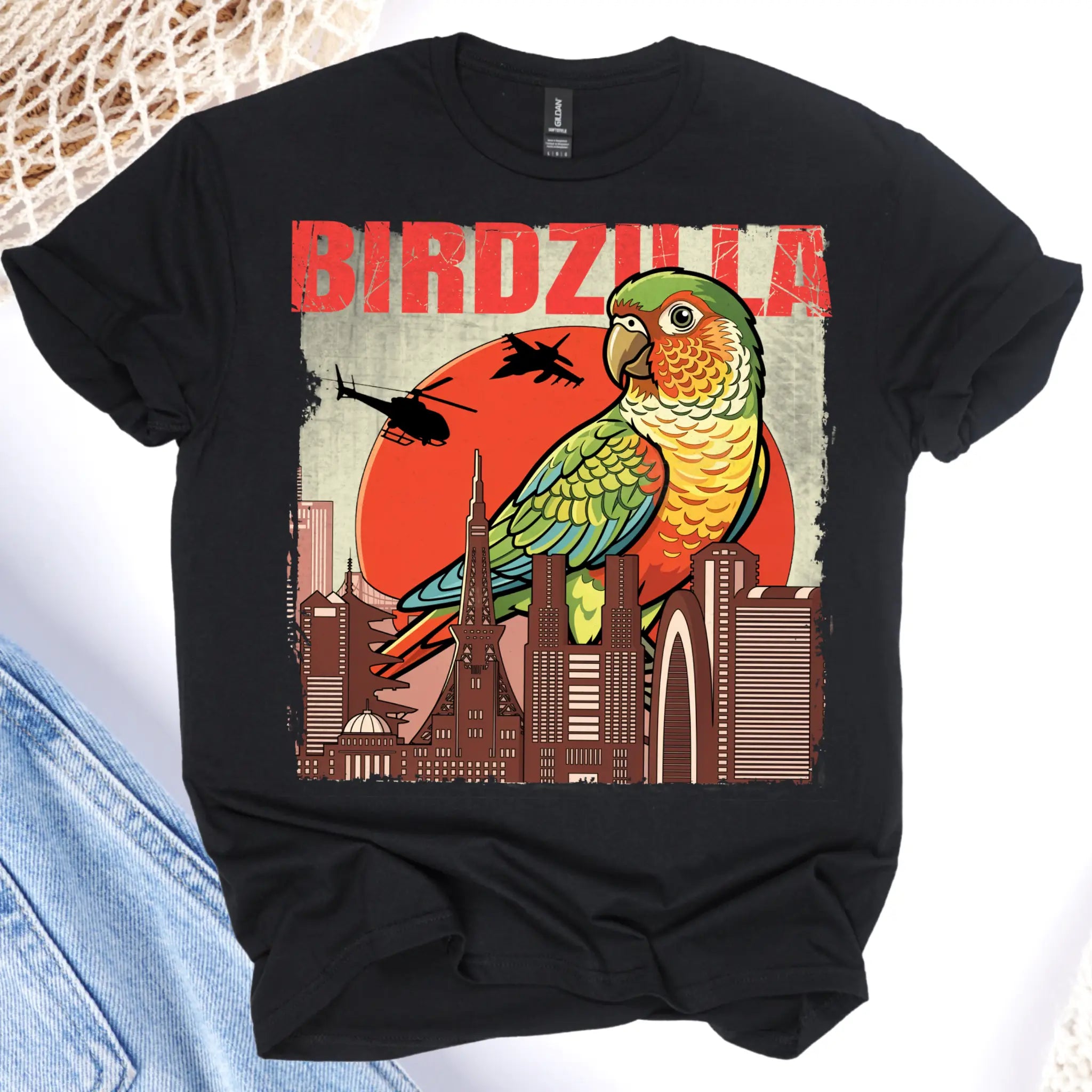 Pineapple Green Cheek Conure Birdzilla T-Shirt