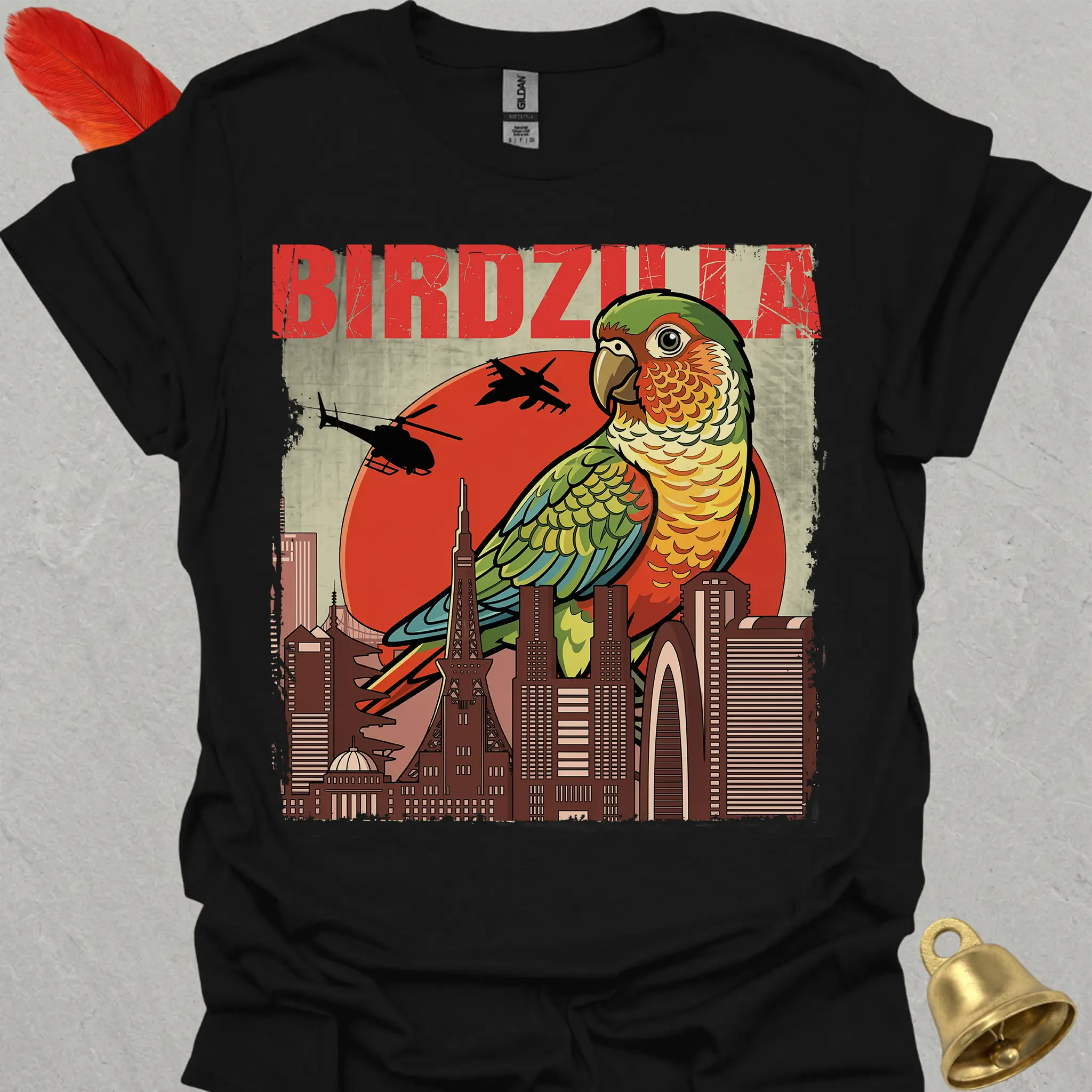 Pineapple Green Cheek Conure Birdzilla T-Shirt