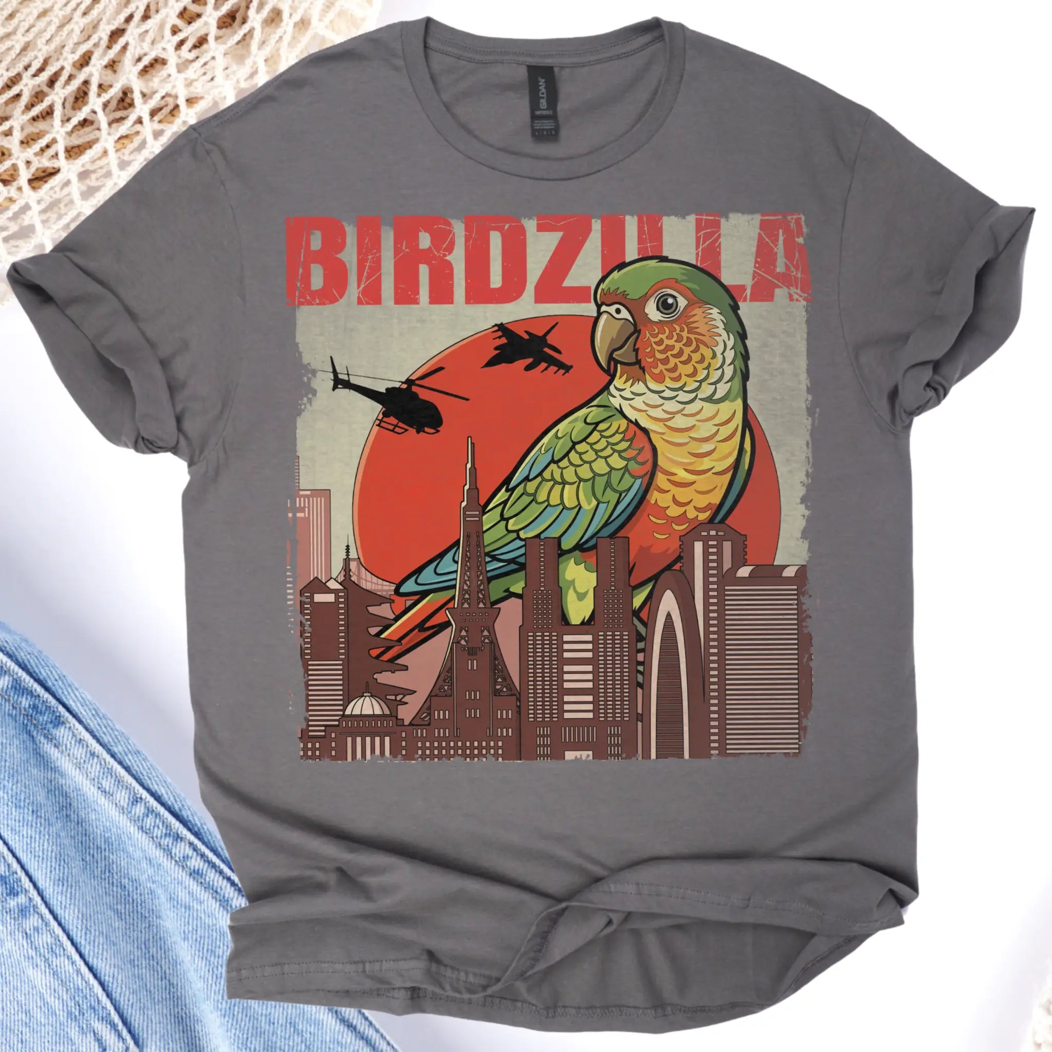 Pineapple Green Cheek Conure Birdzilla T-Shirt