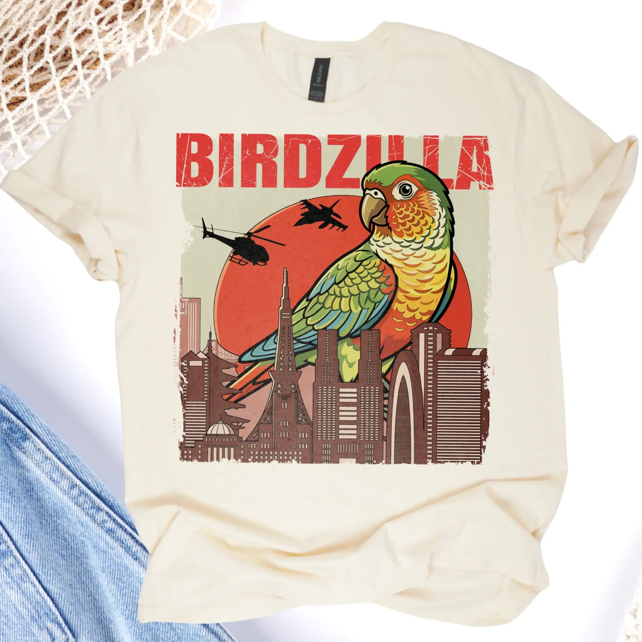 Pineapple Green Cheek Conure Birdzilla T-Shirt