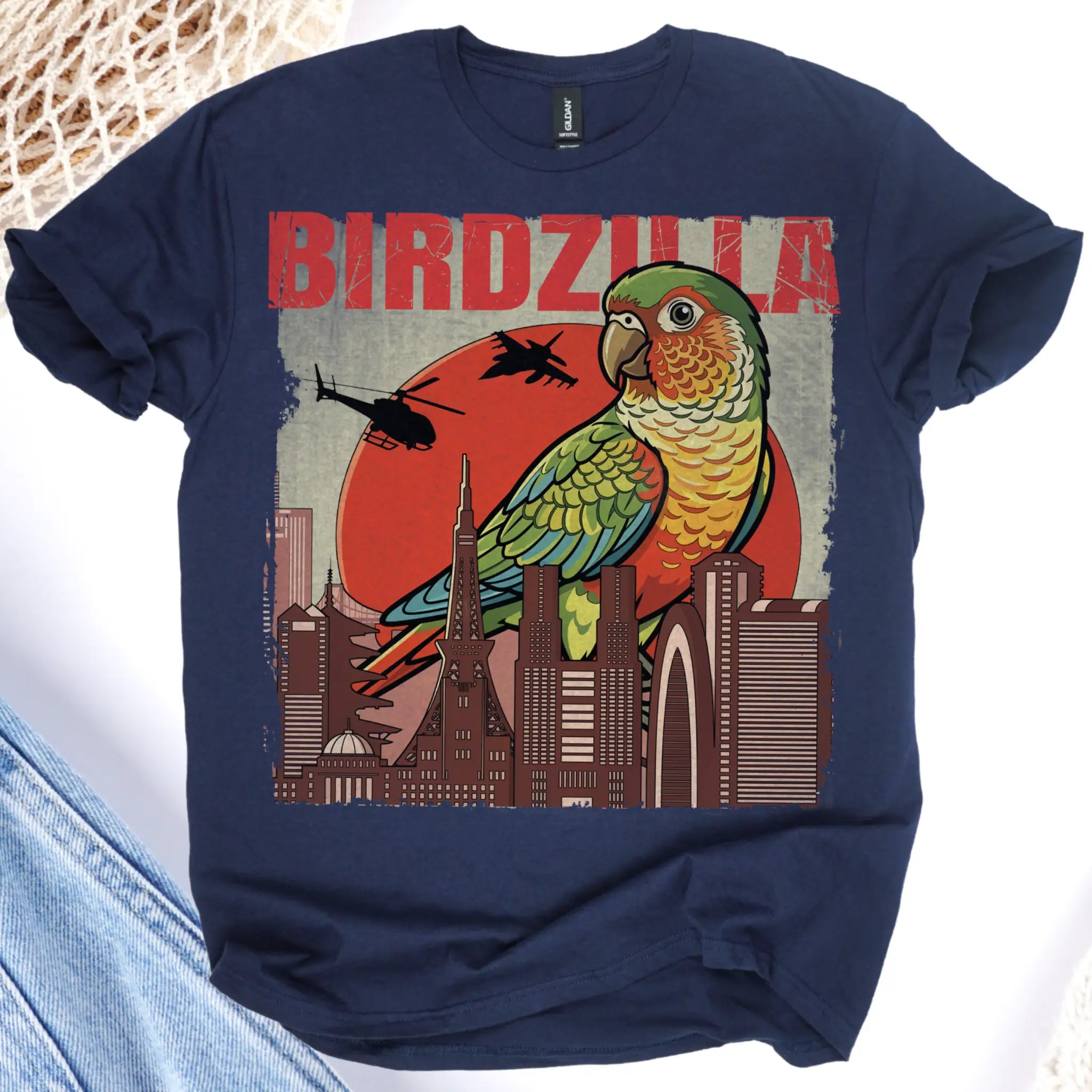 Pineapple Green Cheek Conure Birdzilla T-Shirt