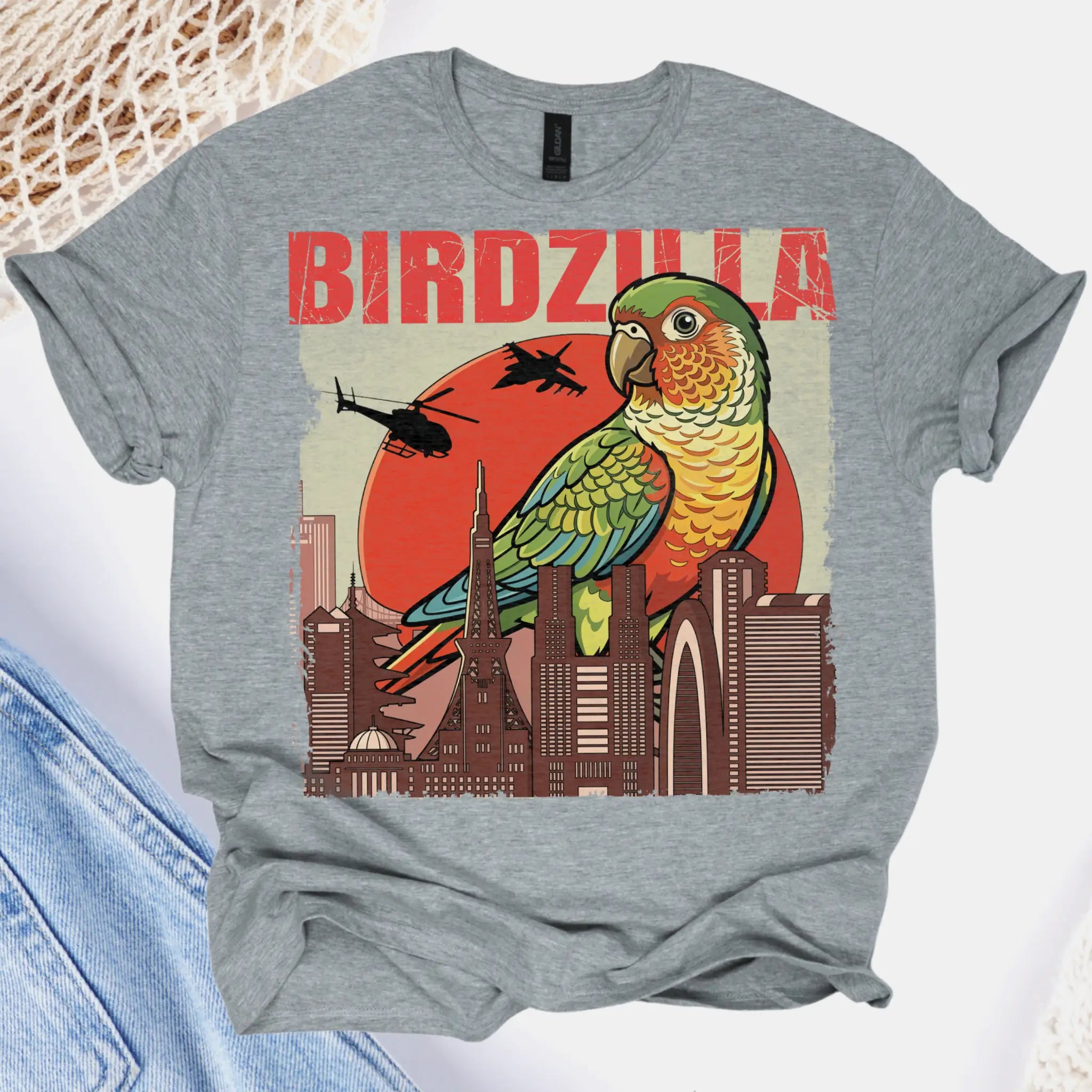 Pineapple Green Cheek Conure Birdzilla T-Shirt