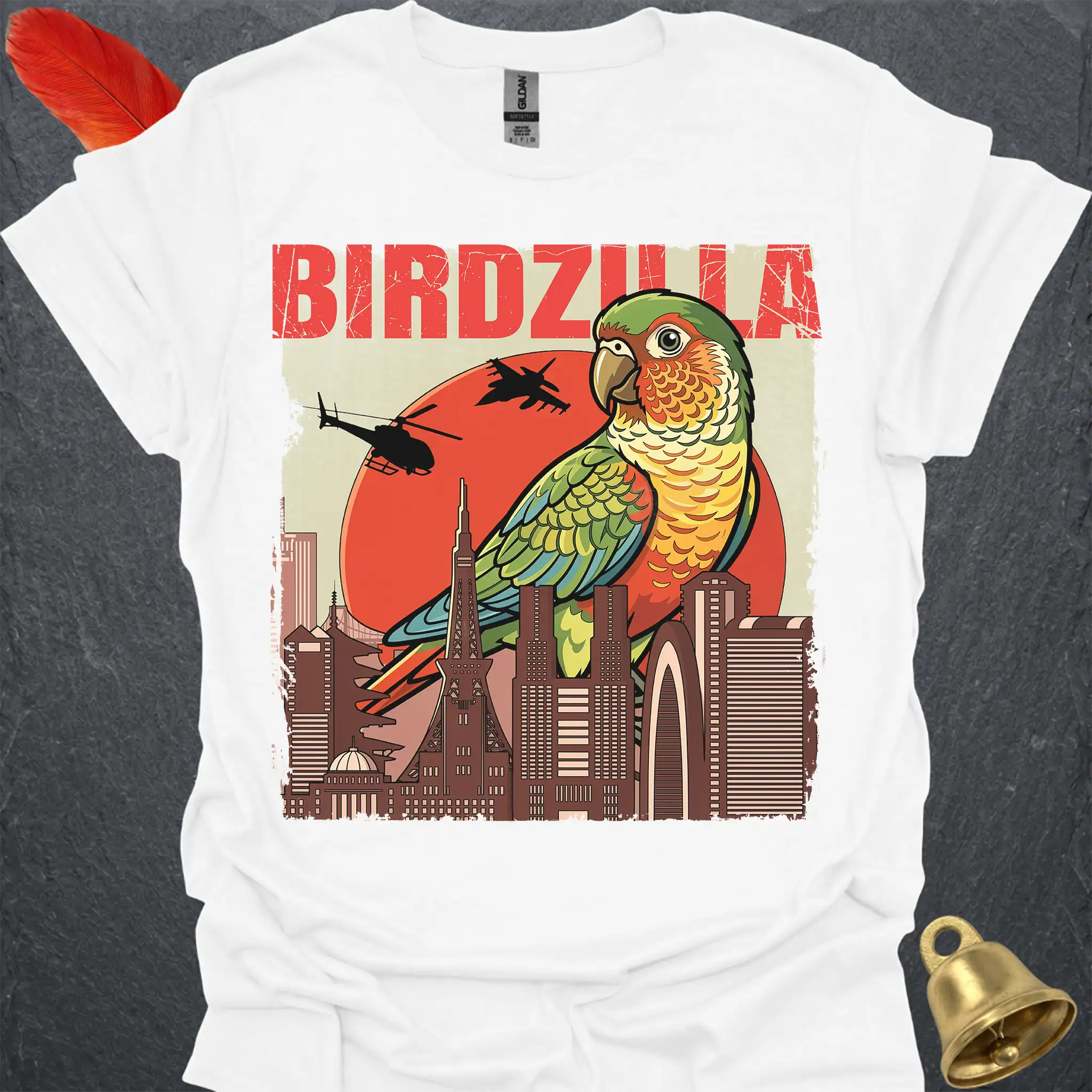 Pineapple Green Cheek Conure Birdzilla T-Shirt