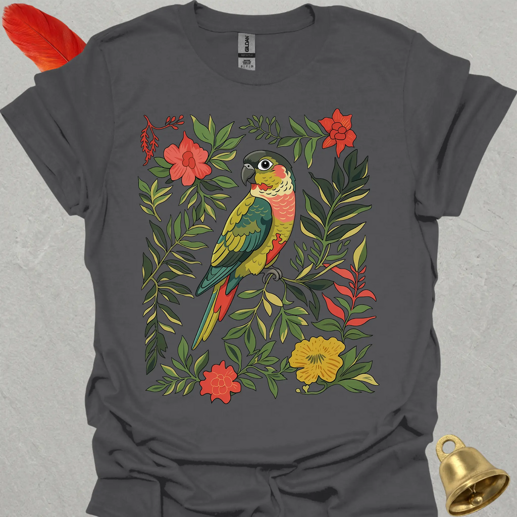 Pineapple Green Cheek Conure Boho Flower T-Shirt