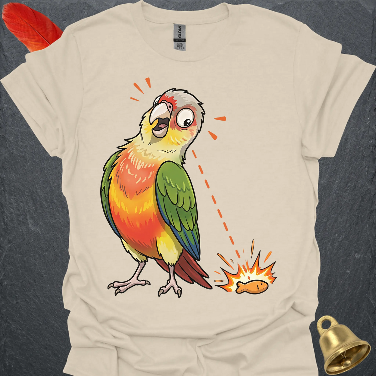 Pineapple Green Cheek Conure Eye on Prize T-Shirt