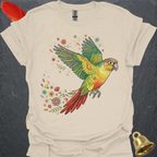 Pineapple Green Cheek Conure Flying Flower T-Shirt