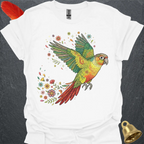 Pineapple Green Cheek Conure Flying Flower T-Shirt