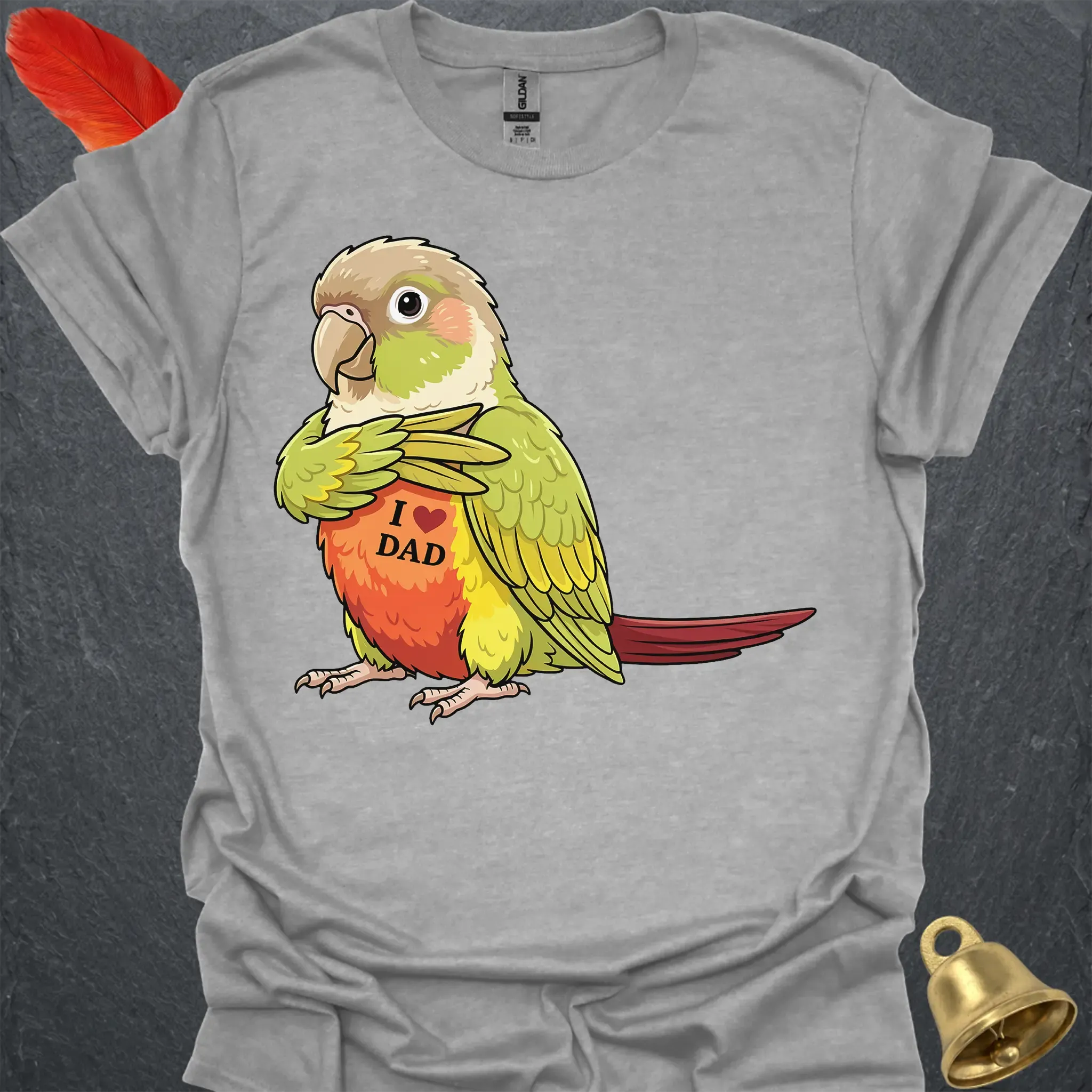 Pineapple Green Cheek Conure I Love Dad T-Shirt