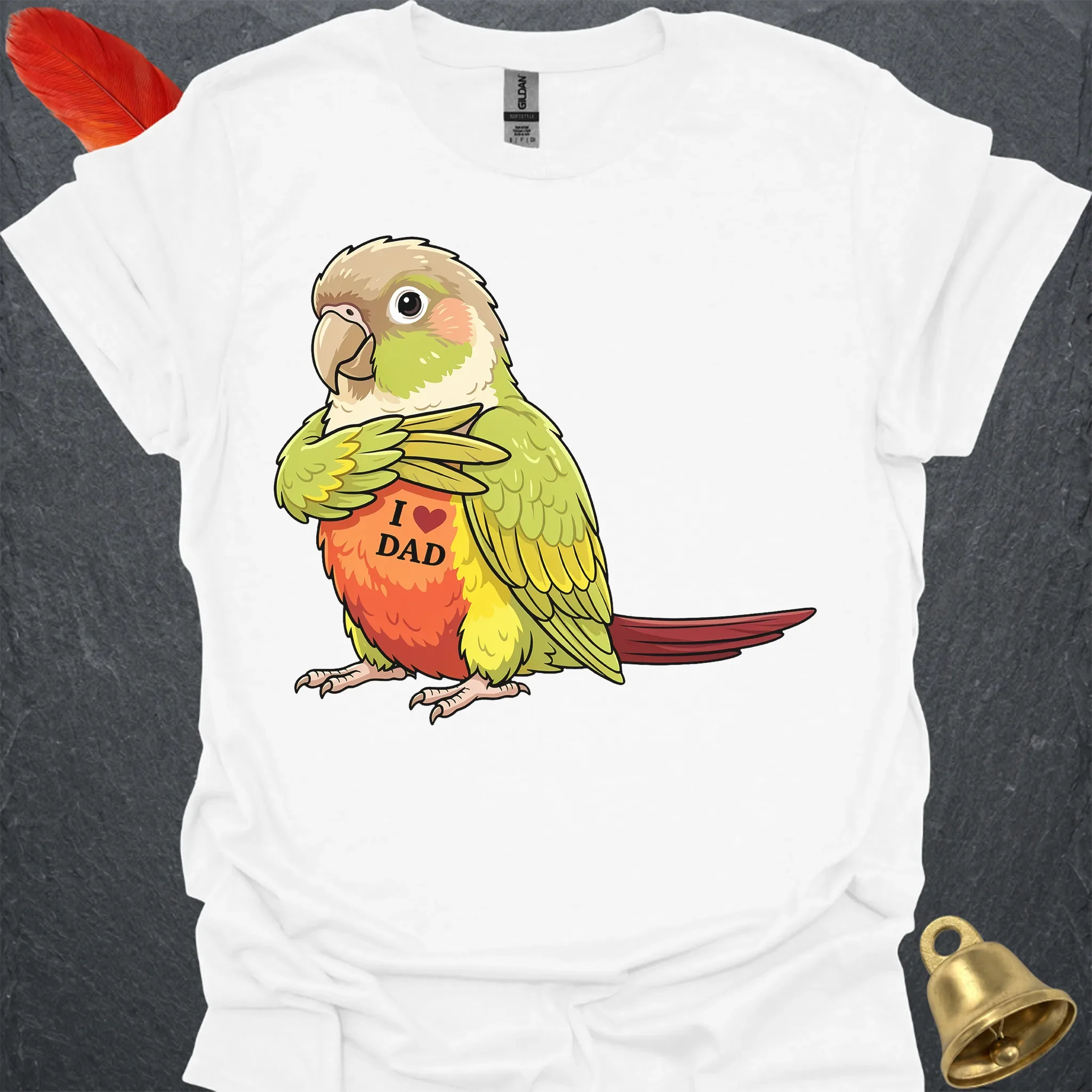 Pineapple Green Cheek Conure I Love Dad T-Shirt