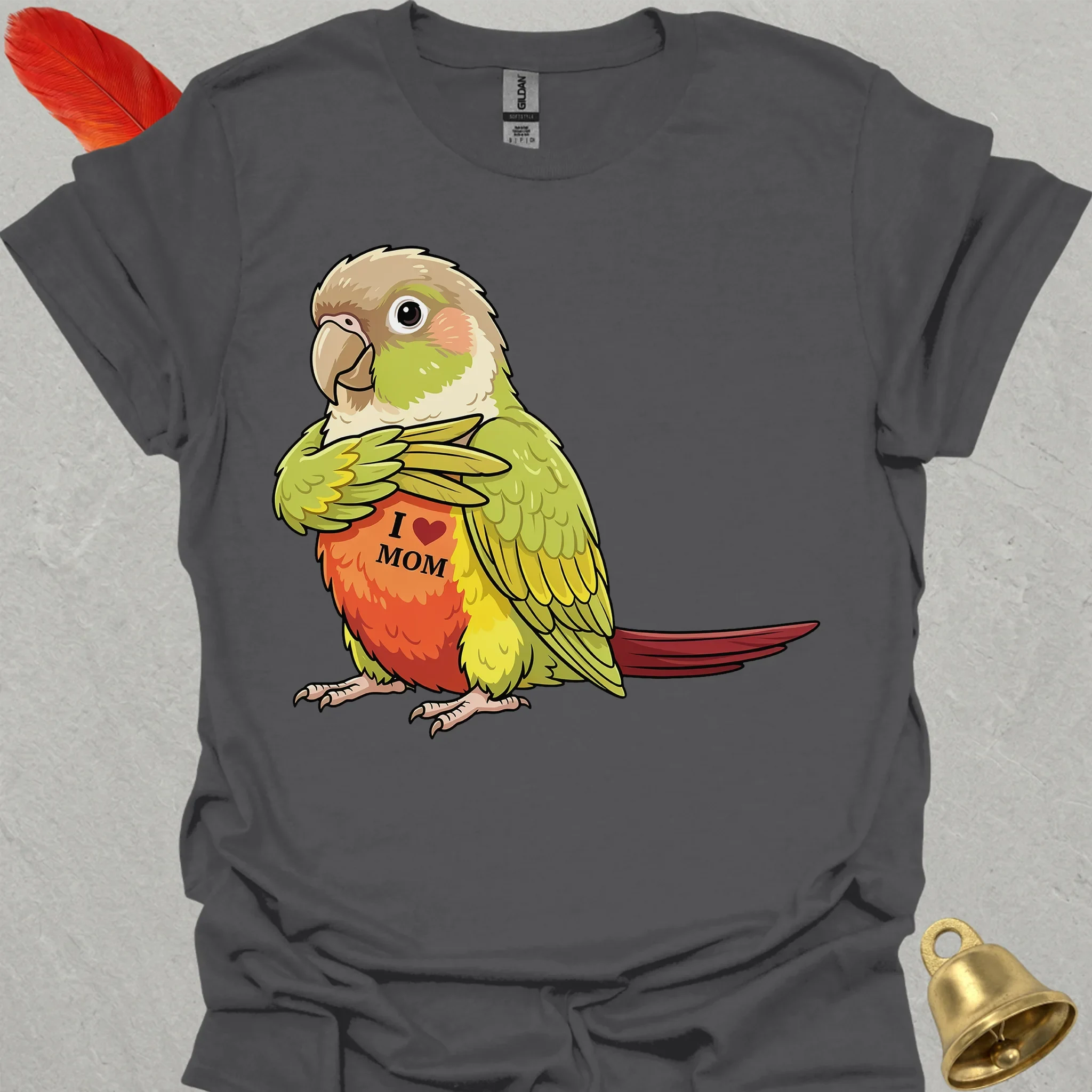 Pineapple Green Cheek Conure I Love Mom T-Shirt