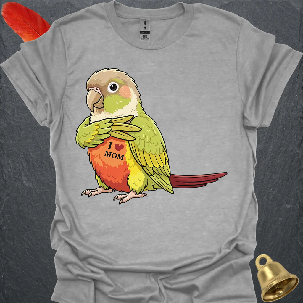 Pineapple Green Cheek Conure I Love Mom T-Shirt