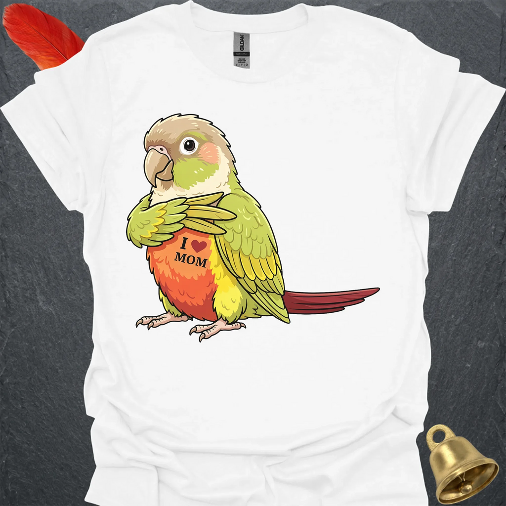 Pineapple Green Cheek Conure I Love Mom T-Shirt