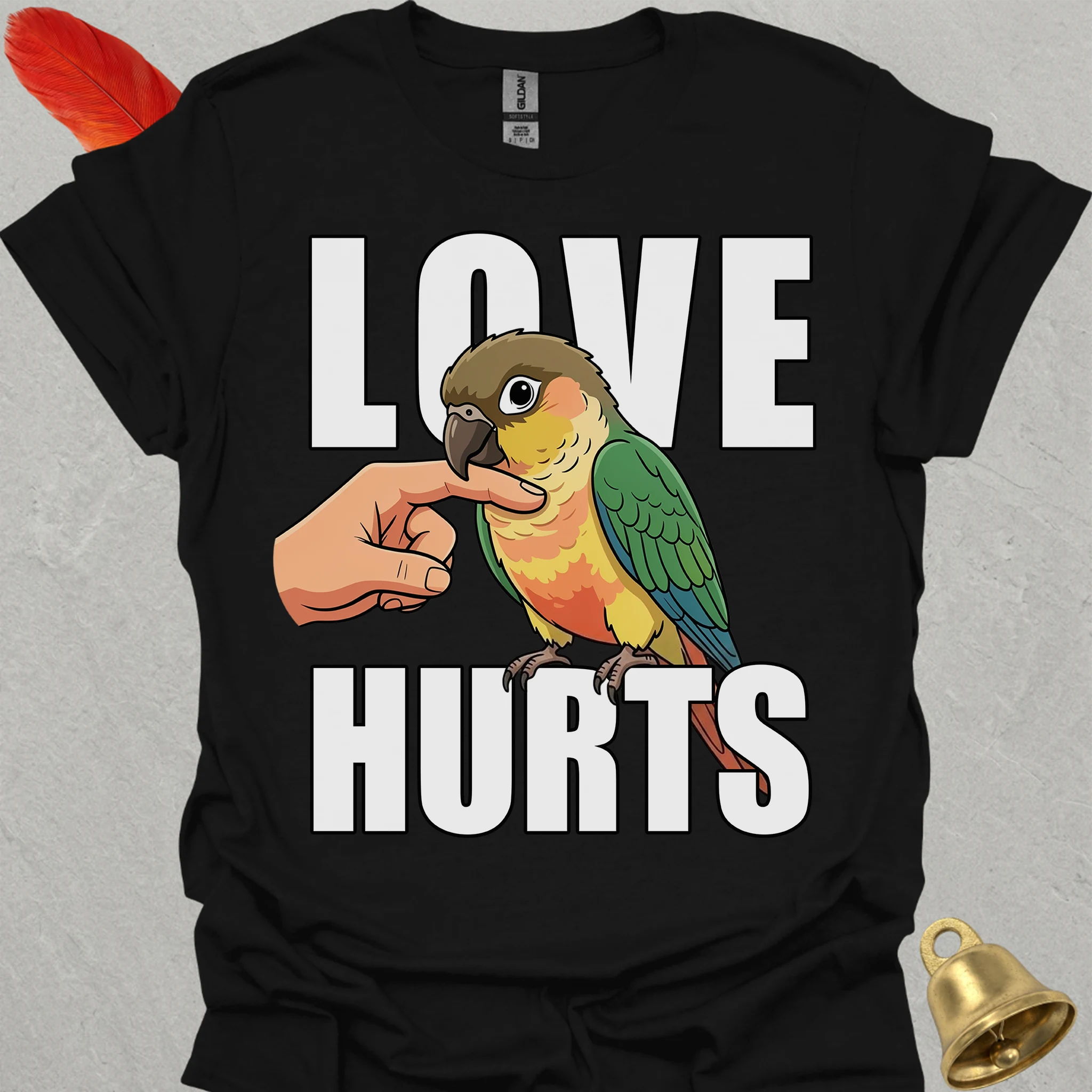 Pineapple Green Cheek Conure Love Hurts T-Shirt