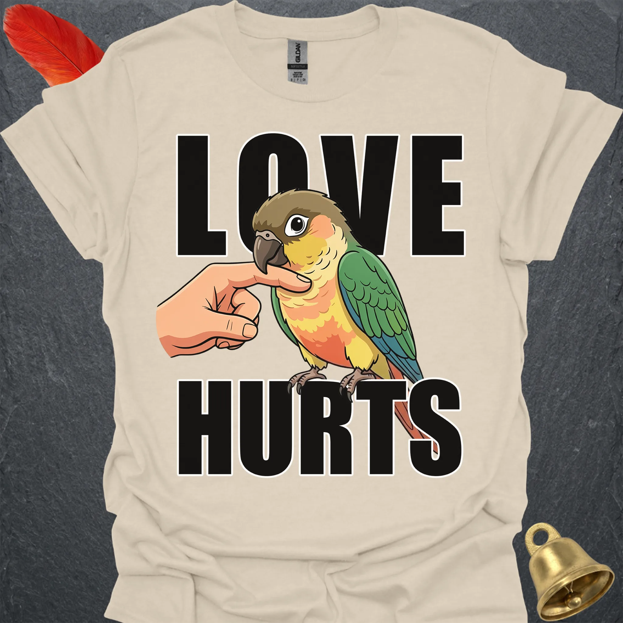 Pineapple Green Cheek Conure Love Hurts T-Shirt