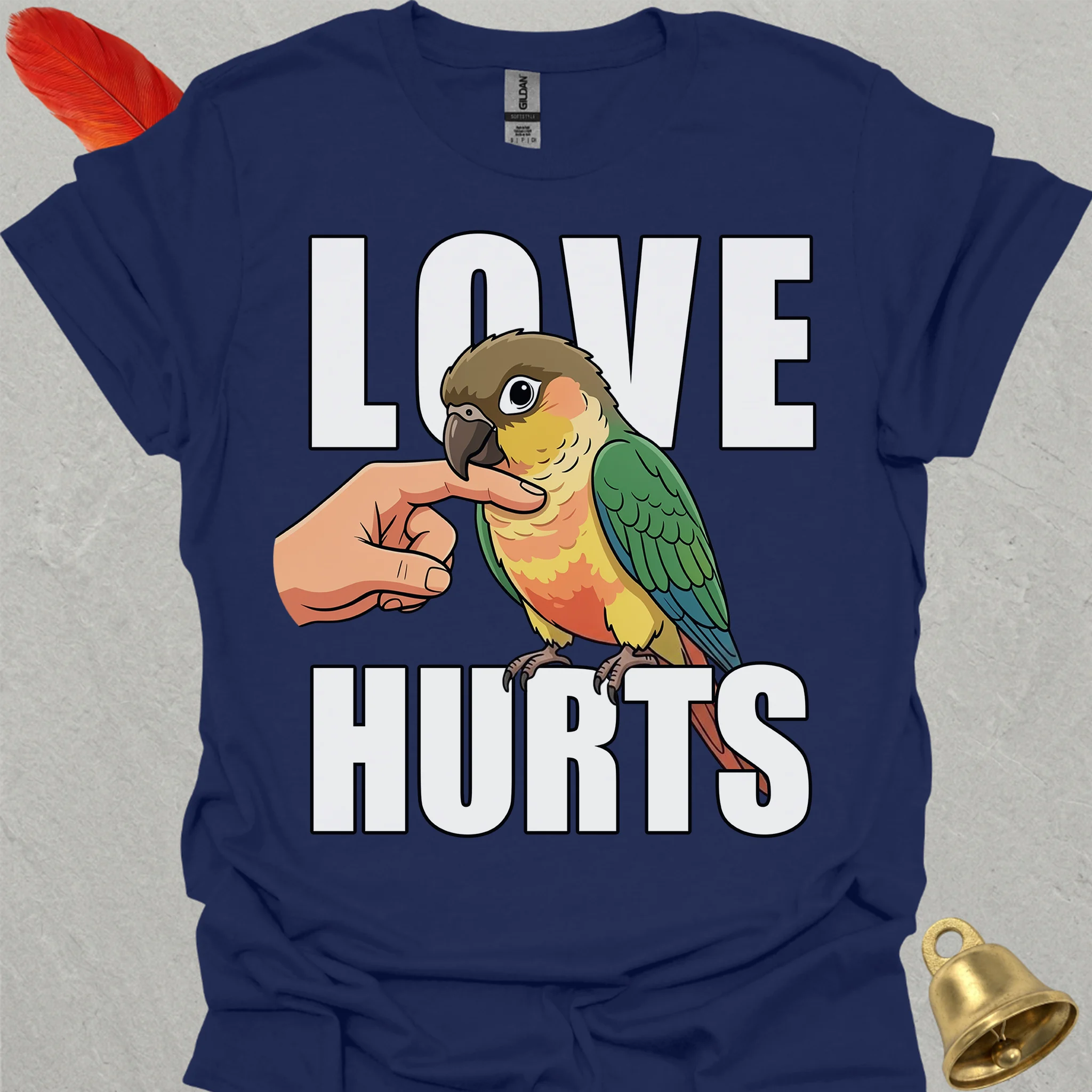 Pineapple Green Cheek Conure Love Hurts T-Shirt