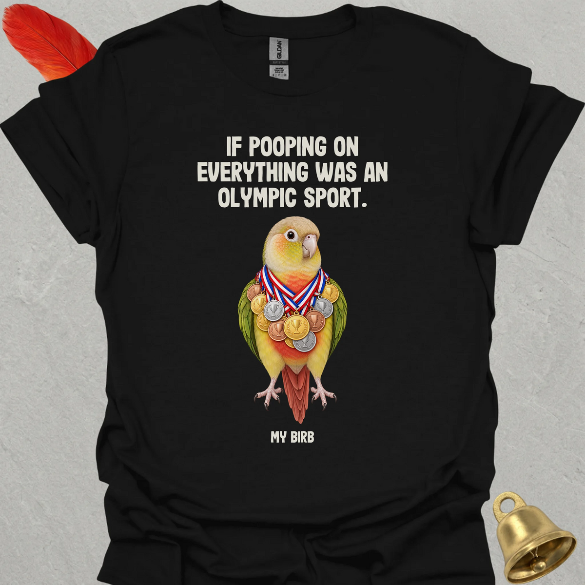 Pineapple Green Cheek Conure Olympic Pooper T-Shirt