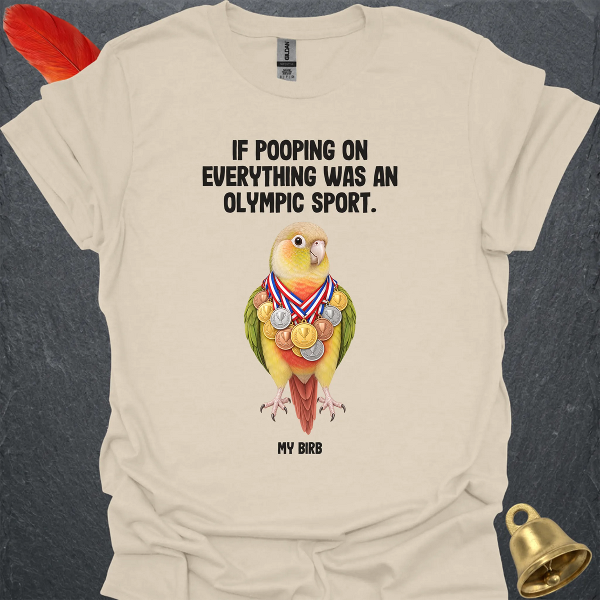 Pineapple Green Cheek Conure Olympic Pooper T-Shirt