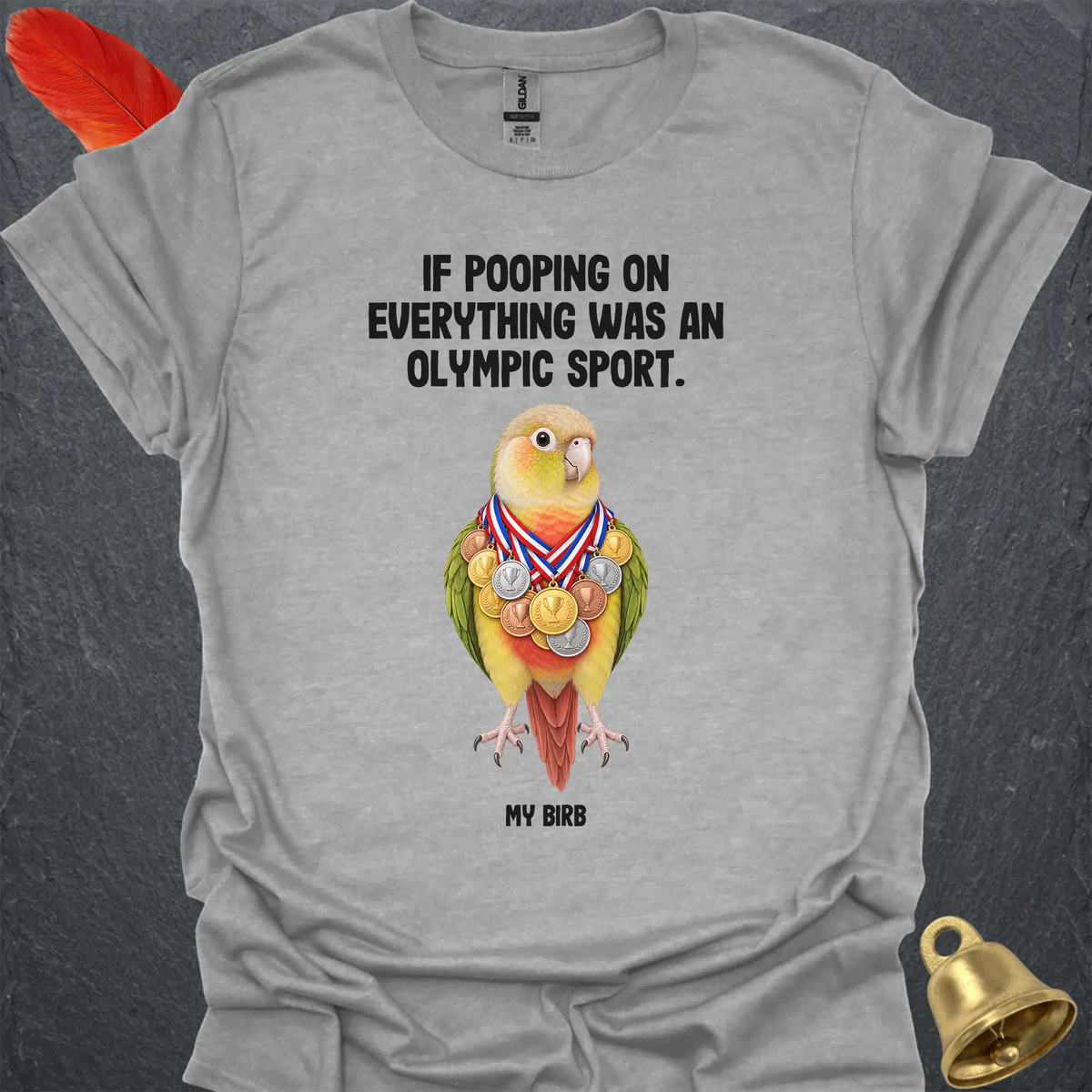 Pineapple Green Cheek Conure Olympic Pooper T-Shirt