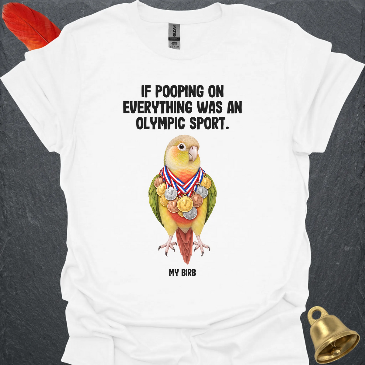 Pineapple Green Cheek Conure Olympic Pooper T-Shirt