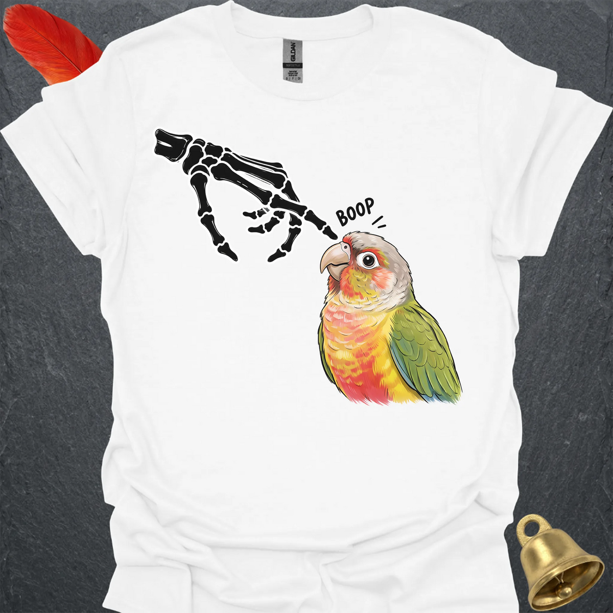 Pineapple Green Cheek Conure Skeleton Boop T-Shirt