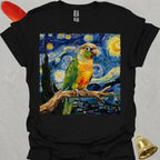 Pineapple Green Cheek Conure Starry Night T-Shirt