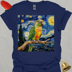 Pineapple Green Cheek Conure Starry Night T-Shirt