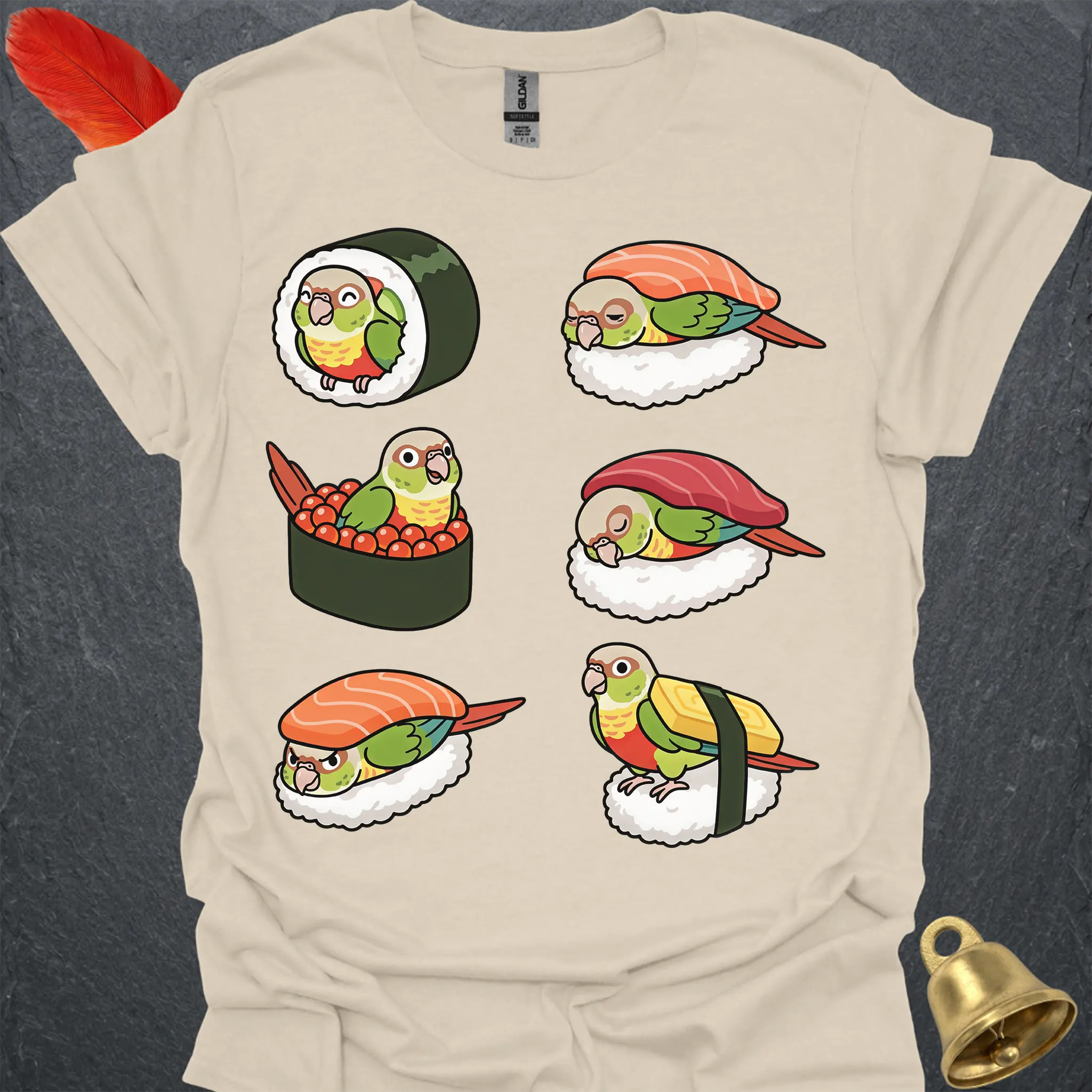 Pineapple Green Cheek Conure Sushi T-Shirt
