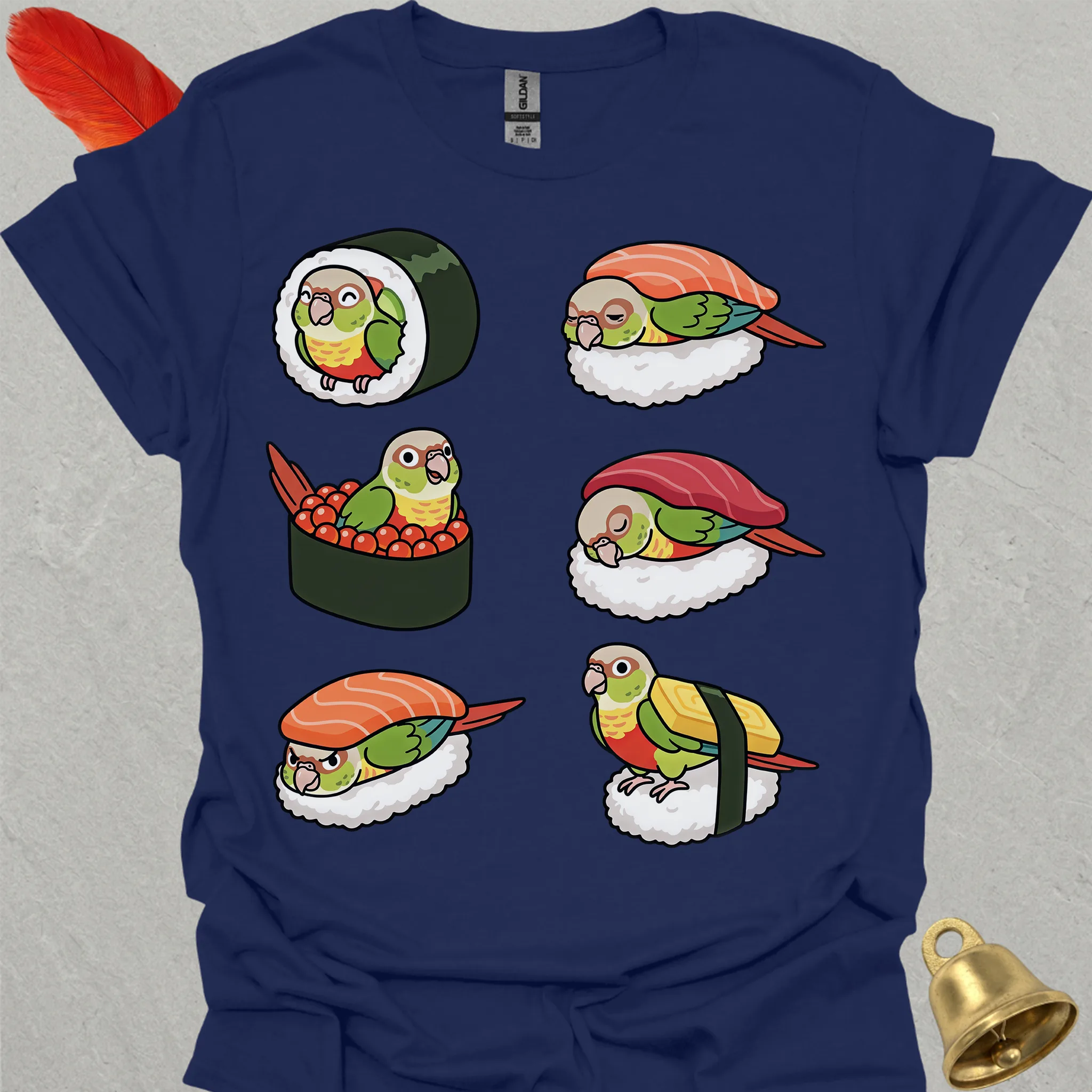 Pineapple Green Cheek Conure Sushi T-Shirt