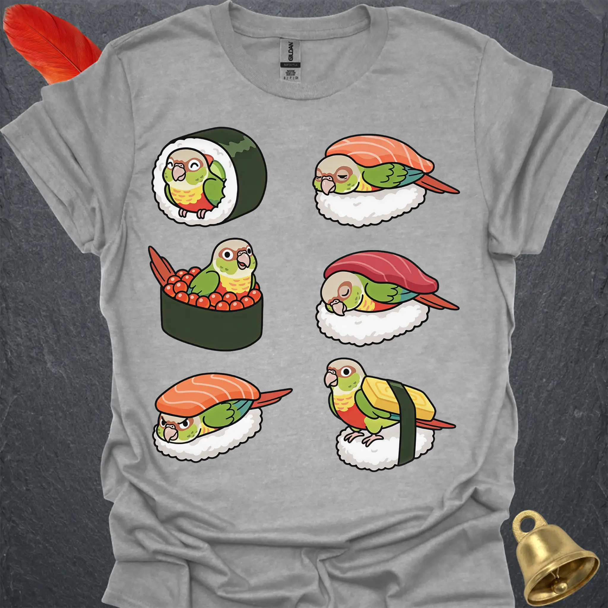 Pineapple Green Cheek Conure Sushi T-Shirt
