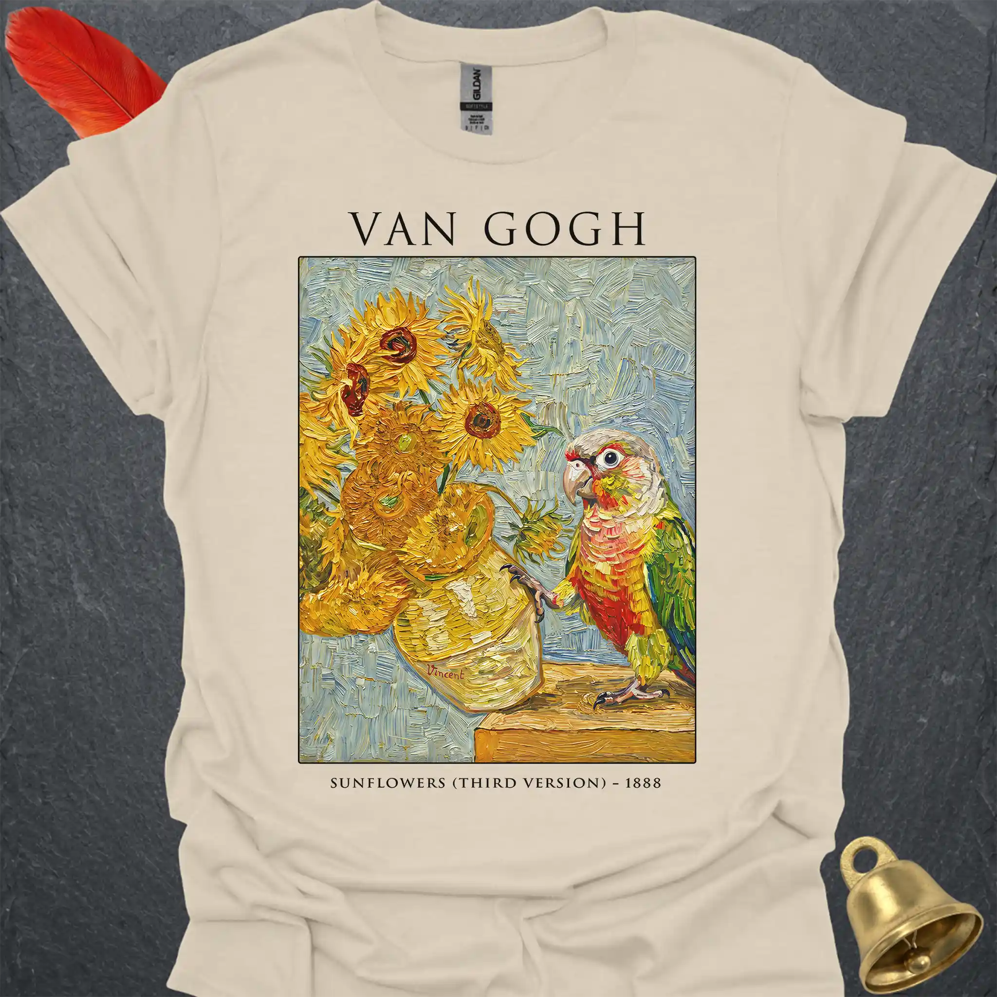 Pineapple Green Cheek Conure Van Gogh T-Shirt