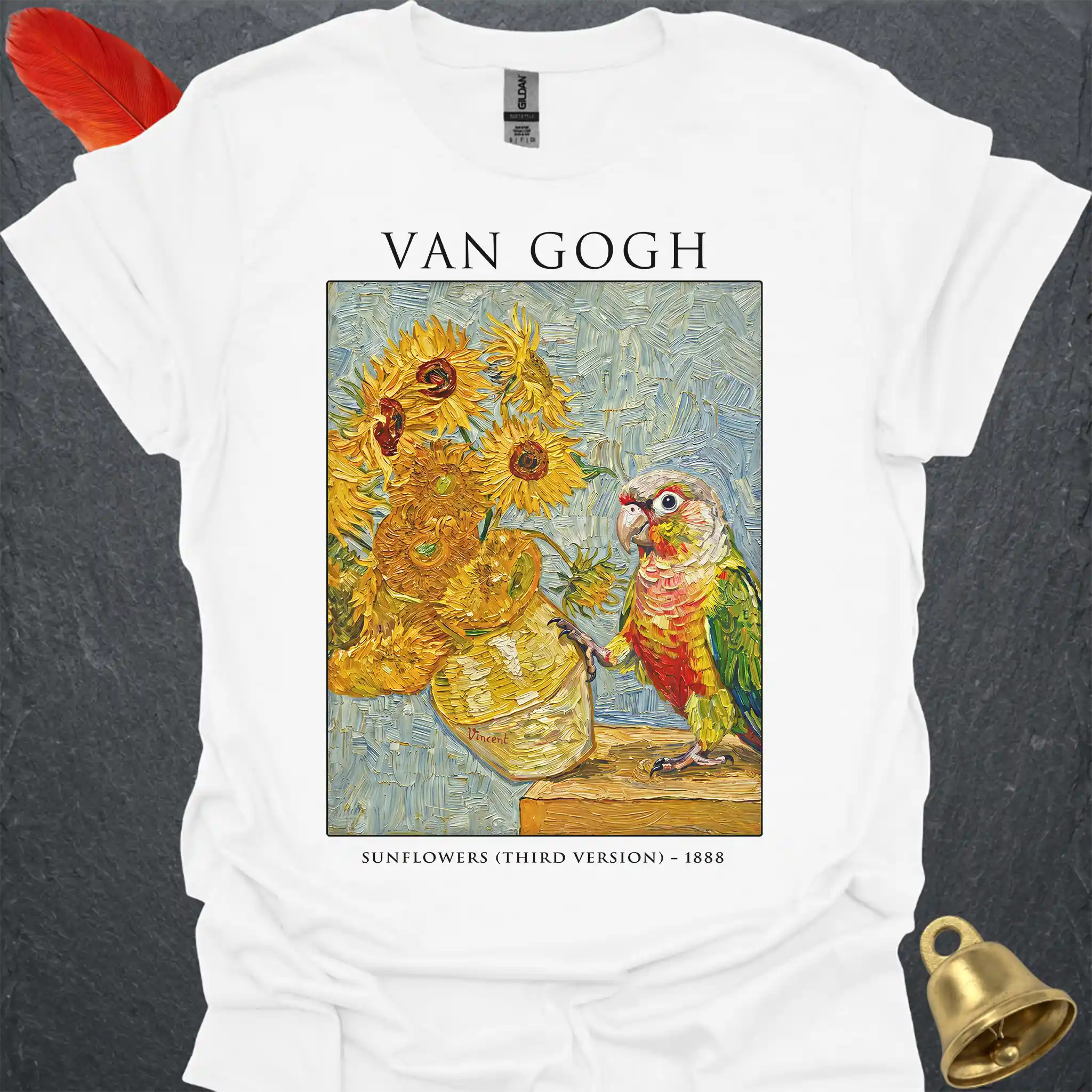 Pineapple Green Cheek Conure Van Gogh T-Shirt