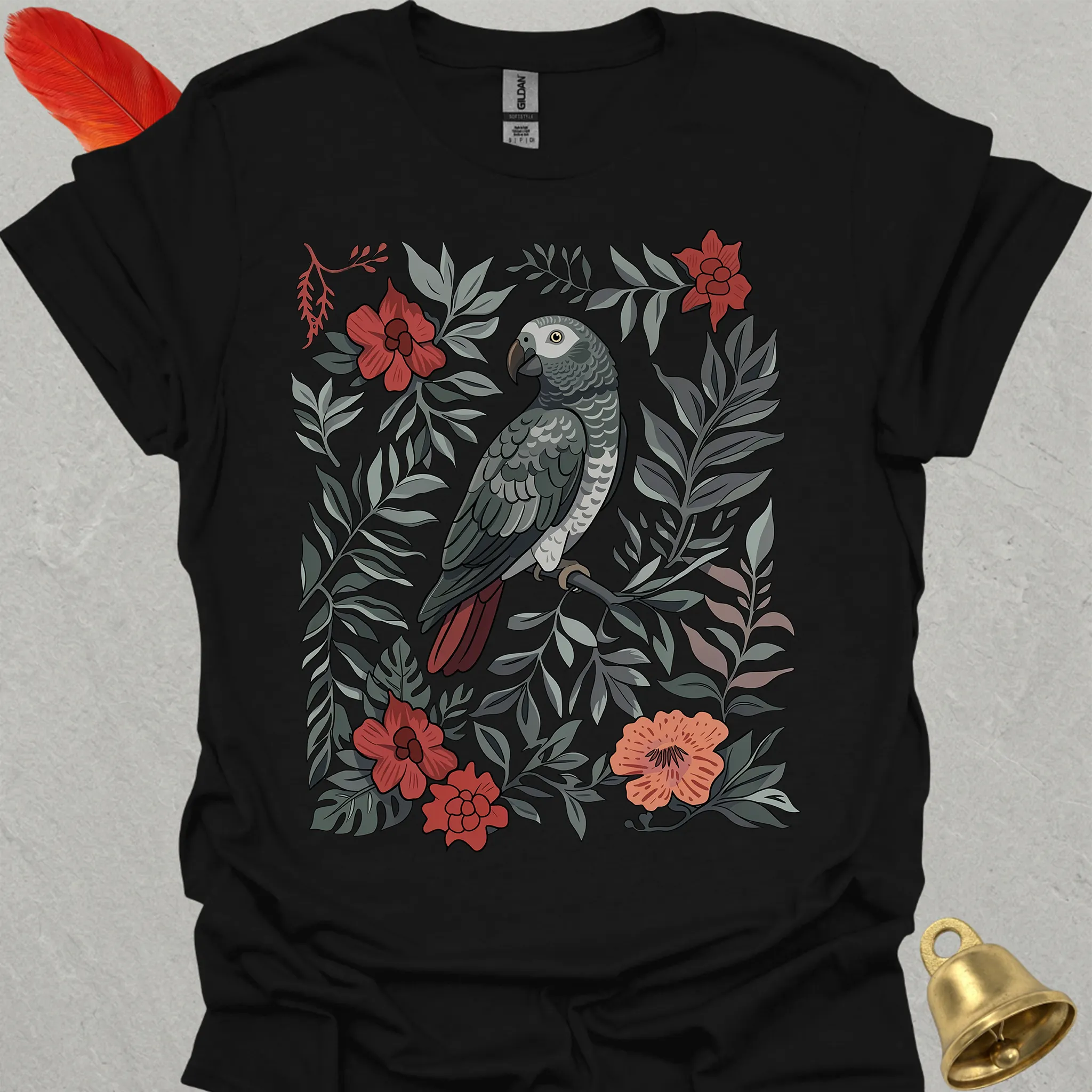 Timneh African Grey Boho Flower T-Shirt