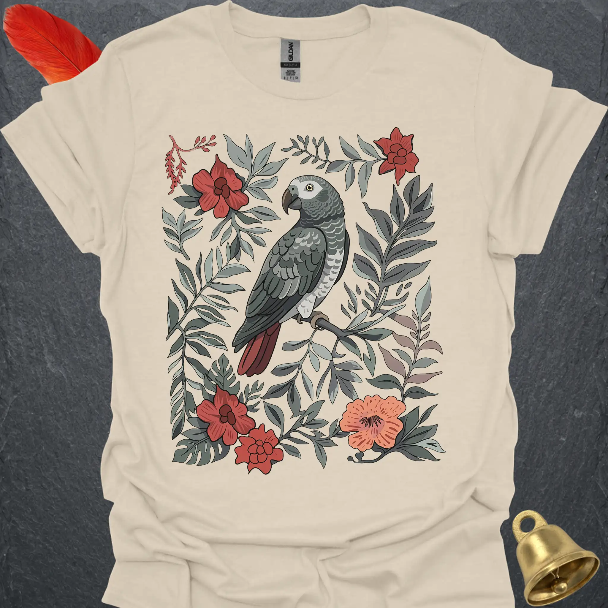 Timneh African Grey Boho Flower T-Shirt